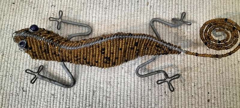 Stunning Wire and Beads Gecko Garden Wall Decoration