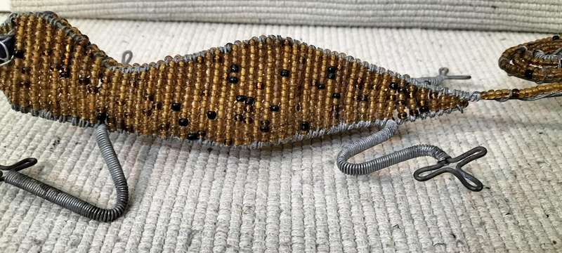 Stunning Wire and Beads Gecko Garden Wall Decoration