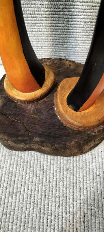 A Magnificent Tall 1.1 meter Pair of Carved Wooden Birds On A Wooden Base