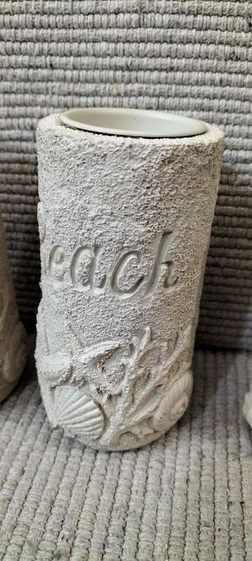 Set of 3 Rustic Beach Theme Resin With Sea Sand T-light Holders