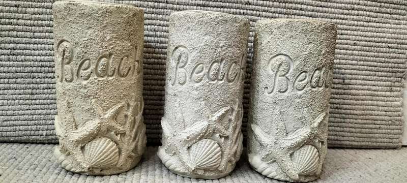 Set of 3 Rustic Beach Theme Resin With Sea Sand T-light Holders