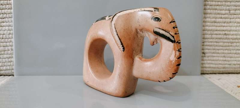 Beautiful Carved Soapstone Elephant Napkin Ring
