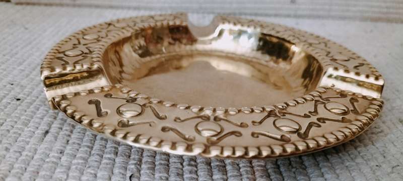 Rare Superior Quality Etched Hammered Copper/Brass Swedish Ashtray