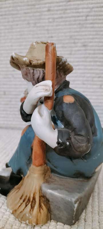 Beautiful Vintage Enesco Matte Ceramic Boy with Dog Figurine