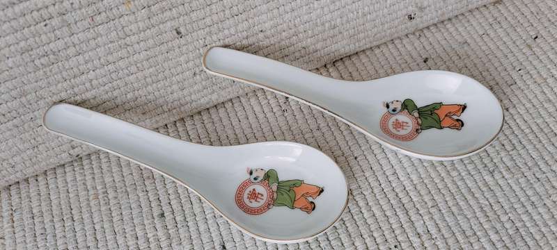 2 x Chinese Soup Spoons. Glazed Ceramic