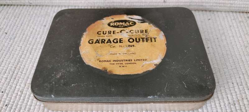 Old Collectible Romac C Cure Garage Outfit Tin
