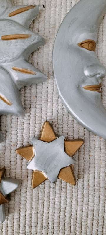 Beautiful Hand Painted Sun, Moon and Stars Plaster of Paris