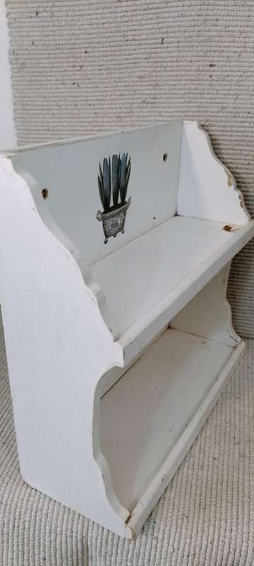 Small Wooden Two Tier Wall Shelf.