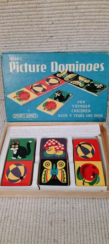 Very Old Spears Circa 1969 Picture Dominoes in Original Box