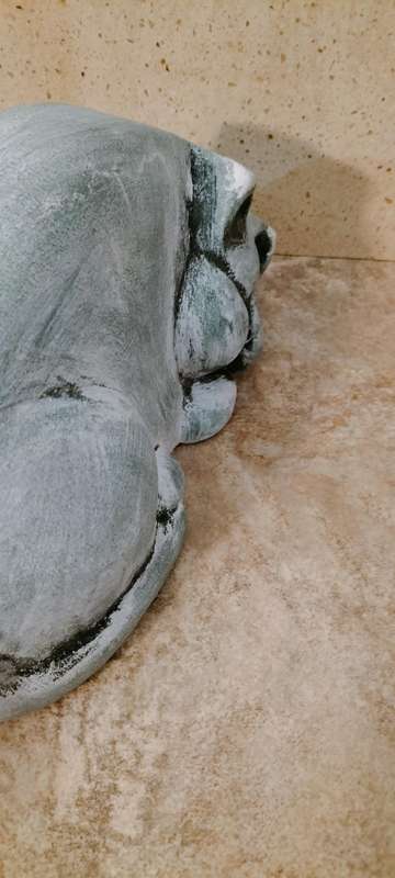 A Magnificent Large Matte Ceramic Sleeping Cat Bookend/Shelf Ornament