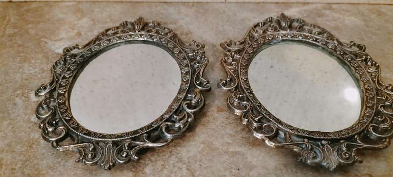 Magnificent Pair of Vintage Solid Brass Mirrors