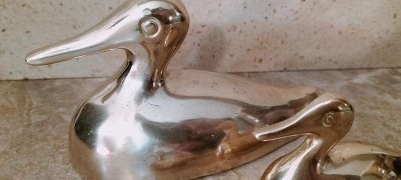 A Magnificent Family of 5 Solid Brass Ducks 600g