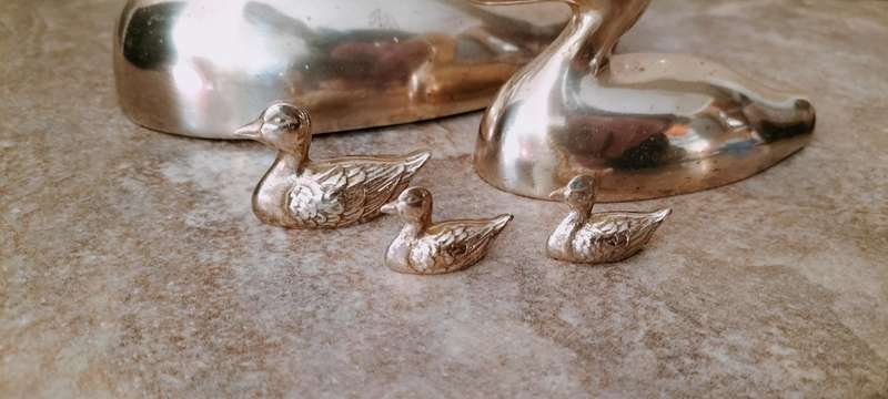 A Magnificent Family of 5 Solid Brass Ducks 600g