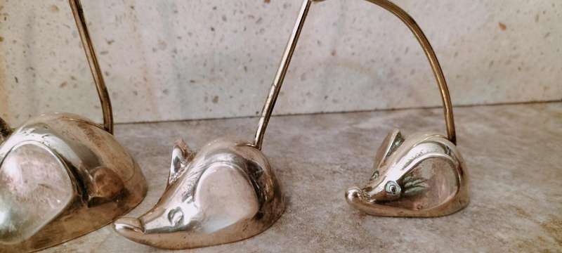 A Magnificent Rare Family of 4 Brass Mice. 310g