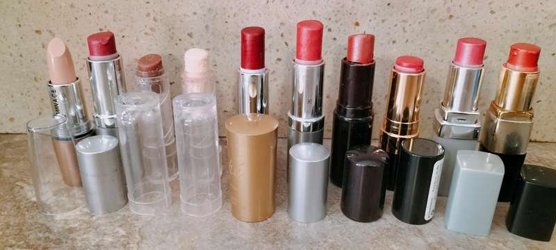 A Collection of 10 Partially Used Lipsticks