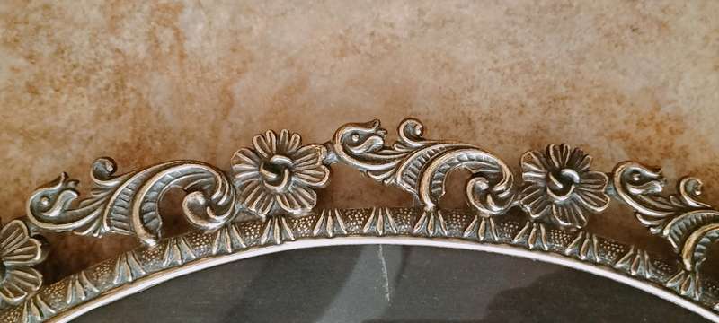 Vintage Mid Century High Victorian Style Solid Brass Convex Glass Baroque Art
