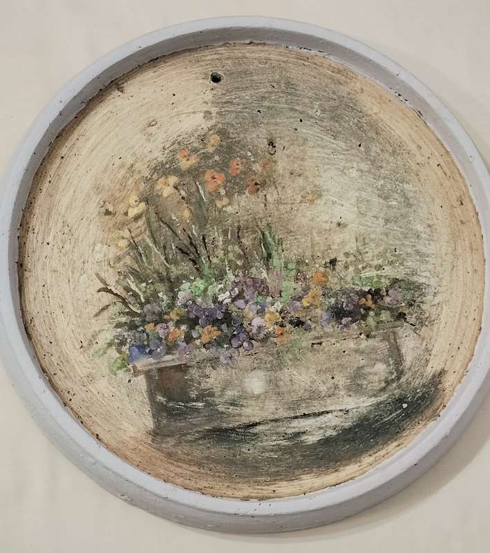 A Magnificent Huge Hand Painted Impressionist Style Cement Wall Hanging. (nr3)