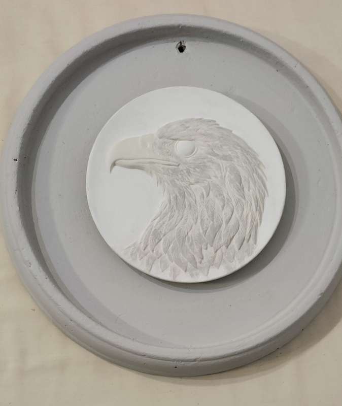 A Magnificent Huge Cement Wall Hanging With Eagle. (nr2)