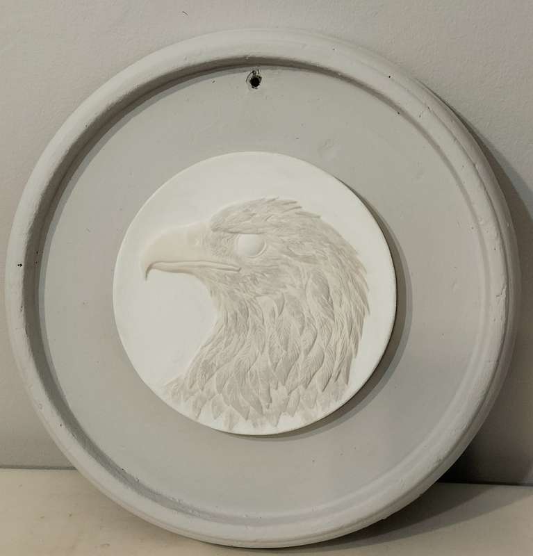 A Magnificent Huge Cement Wall Hanging With Eagle. (nr2)