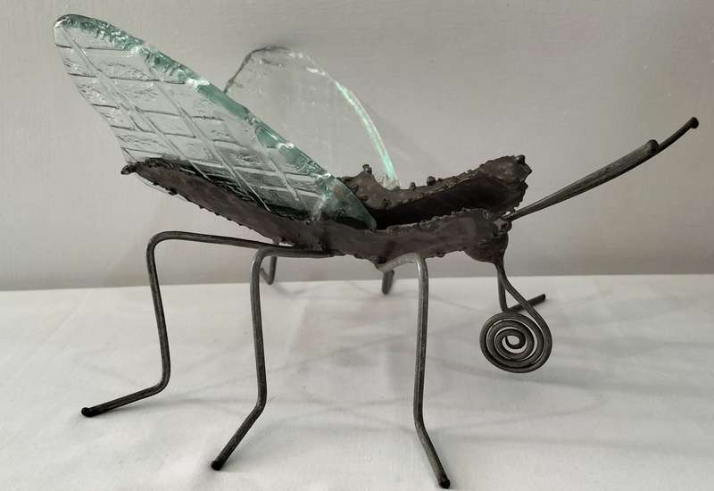 A Magnificent Well Made Large Metal and Glass Butterfly