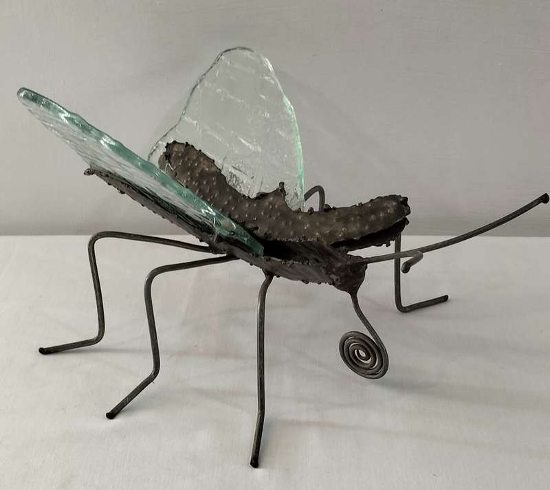 A Magnificent Well Made Large Metal and Glass Butterfly