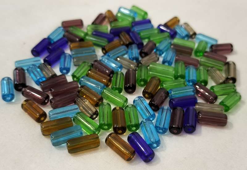 100 Pieces Glass Tube Beads. Mix. 13mm x 3mm. B16