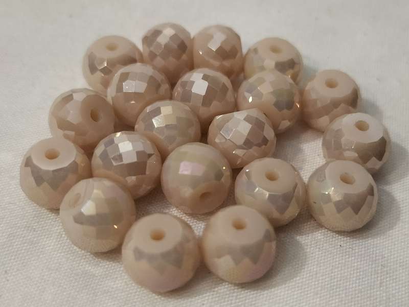 20 Pieces Czech Faceted Fire Polish Crystal/Glass Beads. Cream. 8mm x 5mm. B26