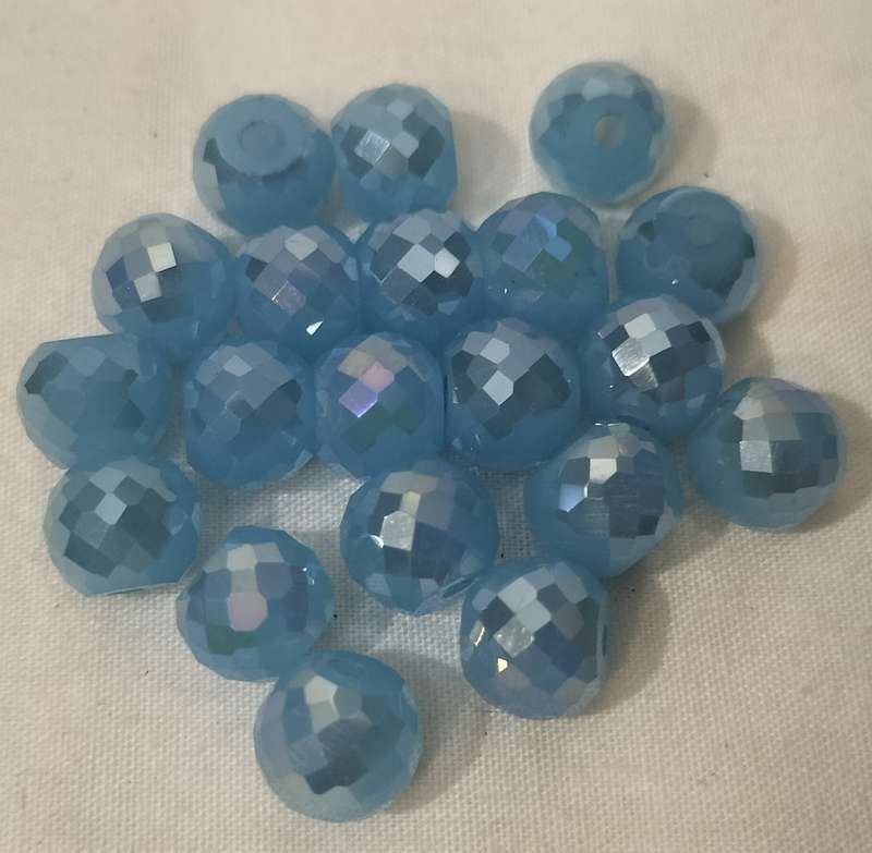 20 Pieces Czech Faceted Fire Polish Crystal/Glass Beads. Blue. 8mm x 5mm. B27