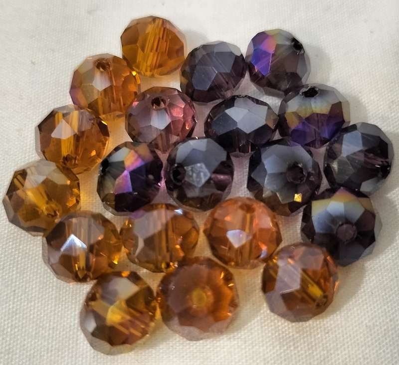 20 Pieces Czech Faceted Fire Polish Crystal/Glass Beads. Amber/Black. 8mm. B33