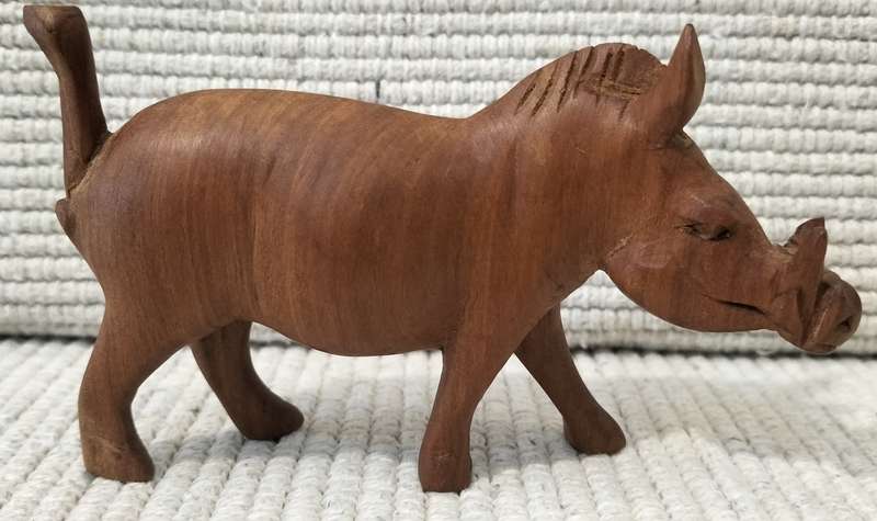 A Magnificent Well Preserved Wood Carved Warthog