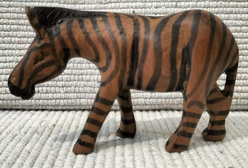 A Magnificent Well Preserved Wood Carved Zebra.