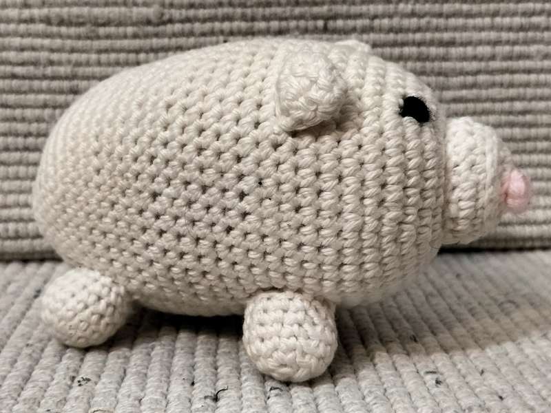 An Extremely Well Made Crochet Pig Pin Cushion/Soft toy.