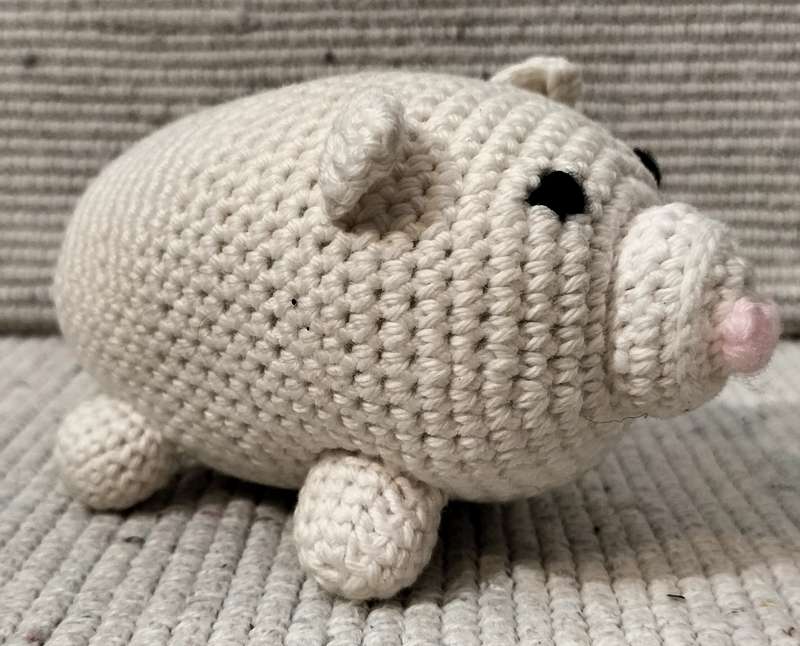 An Extremely Well Made Crochet Pig Pin Cushion/Soft toy.
