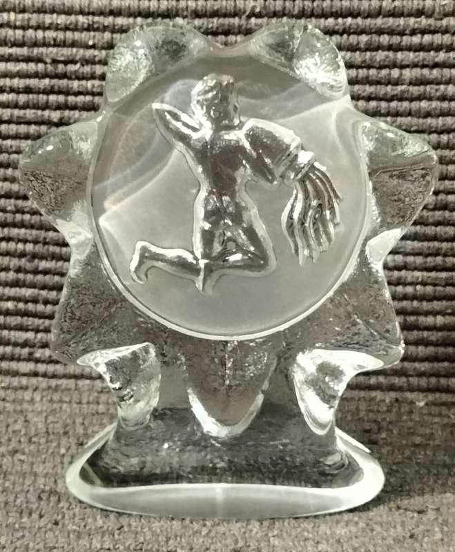 A Magnificent Mid Century Nybro Swedish Crystal Aquarius 523grams Translucent Paper Weight