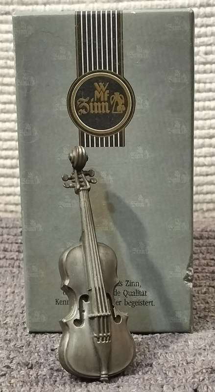 Magnificent Genuine WMF German Pewter Violin in Original Box