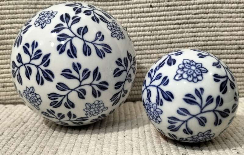 Magnificent set of 2 Blue Glazed Solid Porcelain Spheres. (set1)