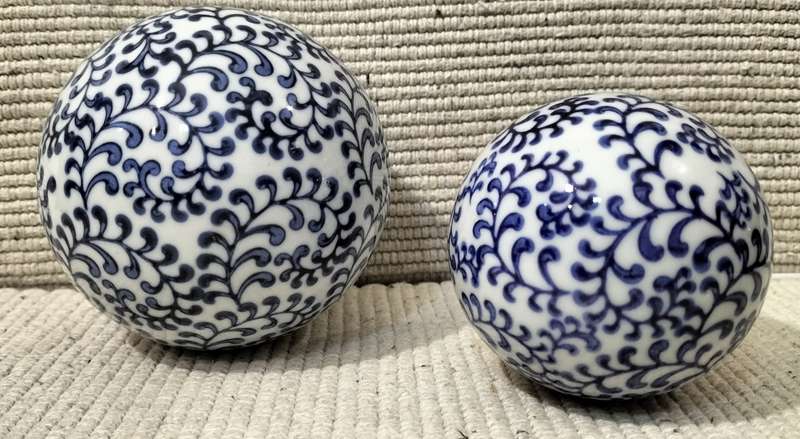 Magnificent set of 2 Blue Glazed Solid Porcelain Spheres. (set2)