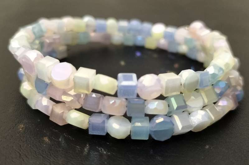 Stunning Memory 3 Hoop Pastel Faceted Crystal Bracelet (NR1)