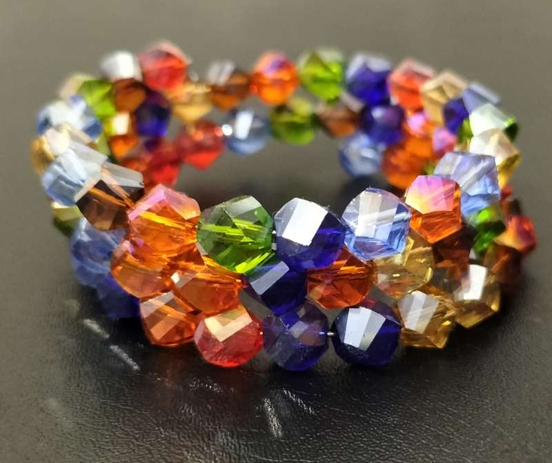 Stunning Memory 3 Hoop Large Faceted Crystal Bracelet (NR3)