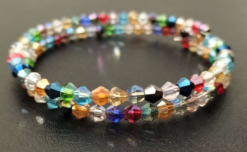 Stunning Memory 2 Hoop Small Faceted Crystal Bracelet (NR7)