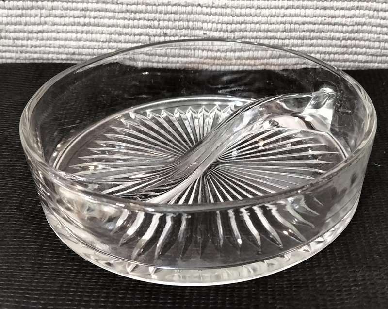 A Superb 2 Division Glass Chocolate/mint Dish