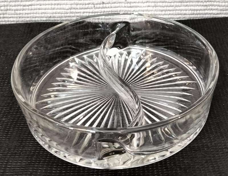 A Superb 2 Division Glass Chocolate/mint Dish
