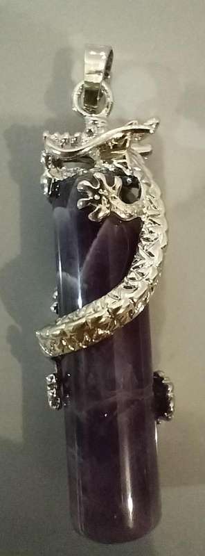 Magnificent Dragon Semi-Precious Stone Encased Pendant. (Nr10)