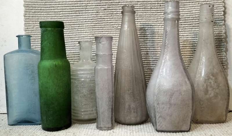 Set of 7 antique bottles including rare ones. Set15. Bid per bottle.