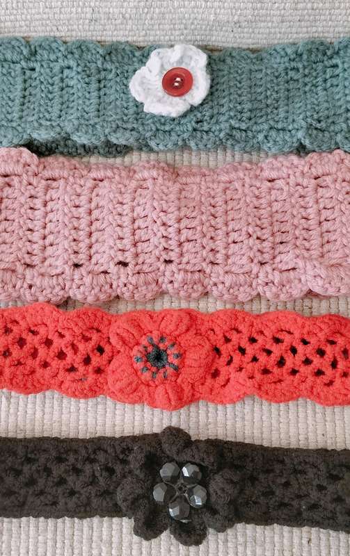 A Collection of 4 Hand Knitted Hair Bands