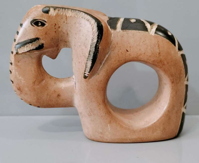Beautiful Carved Soapstone Elephant Napkin Ring