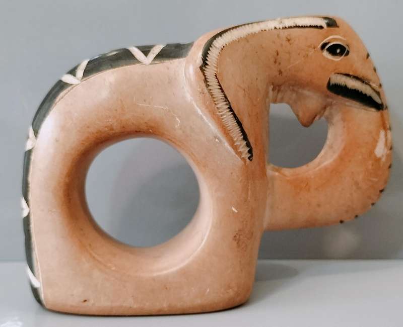 Beautiful Carved Soapstone Elephant Napkin Ring