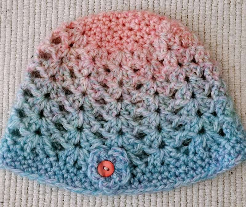 Quality Crochet Child Beanie. 40cm diameter