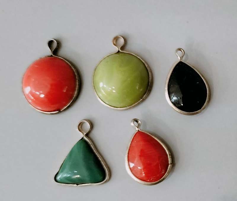 5 Pendant Combo nr10. Glass/Semi Precious stone/Acrylic