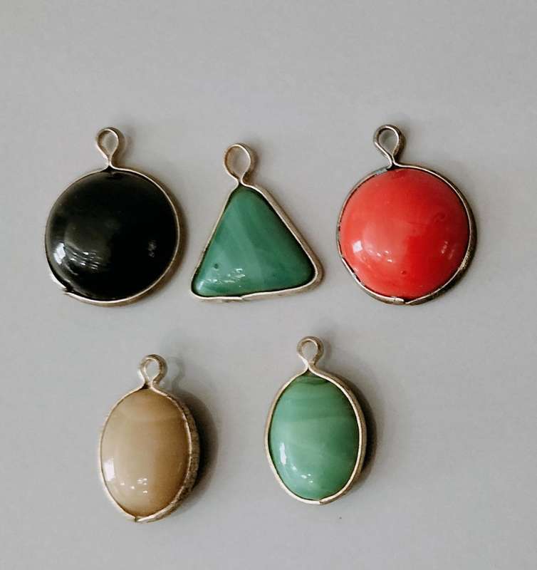5 Pendant Combo nr13. Glass/Semi Precious stone/Acrylic